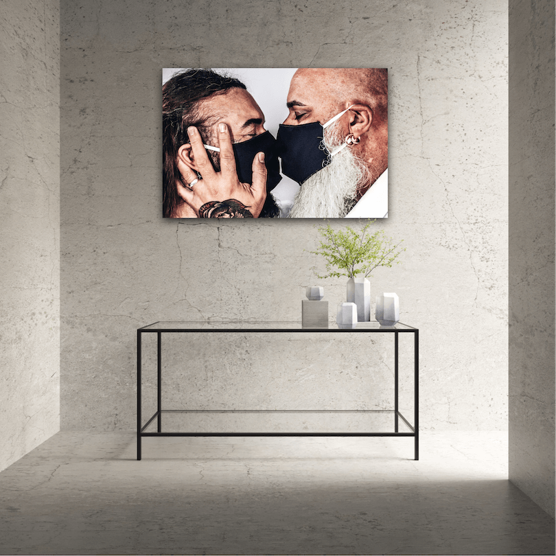 unconditional love #BEHINDTHEMASK PICTURE BOOK by Marcel Gregory Stock / Couple Kiss Mask