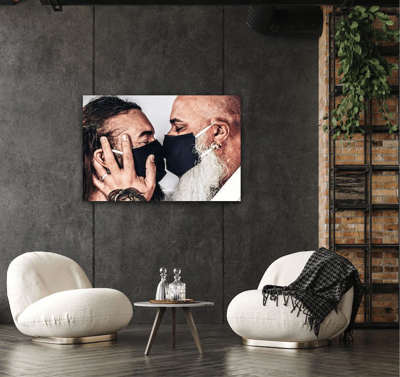 unconditional love #BEHINDTHEMASK PICTURE BOOK by Marcel Gregory Stock / Couple Kiss Mask