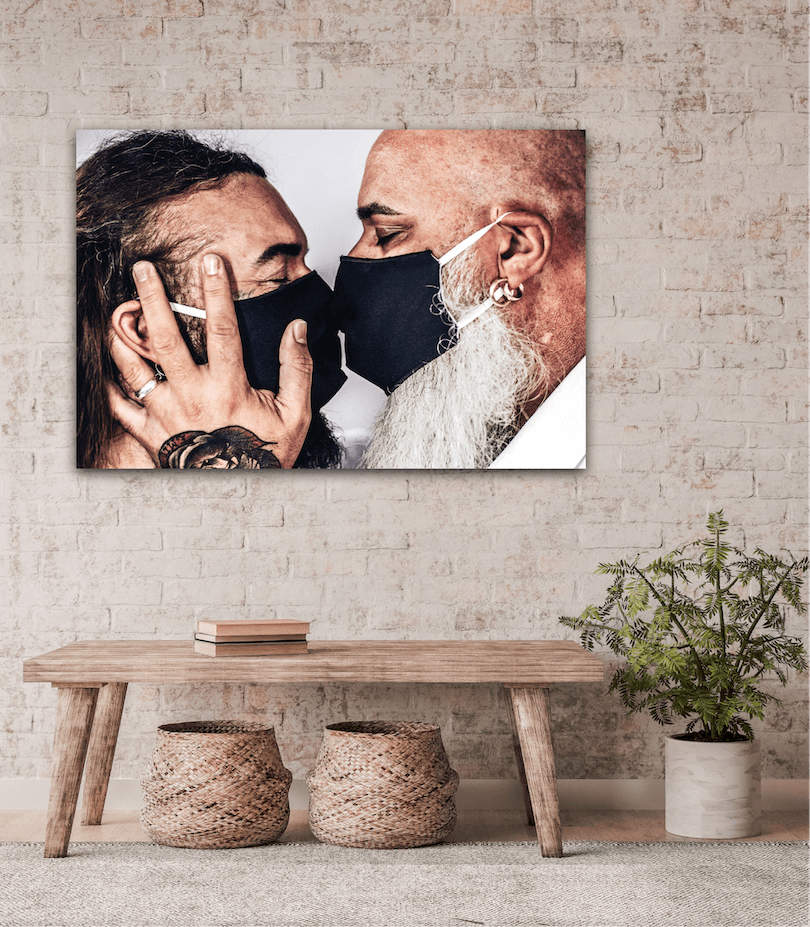 unconditional love #BEHINDTHEMASK PICTURE BOOK by Marcel Gregory Stock / Couple Kiss Mask