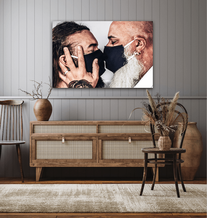 unconditional love #BEHINDTHEMASK PICTURE BOOK by Marcel Gregory Stock / Couple Kiss Mask