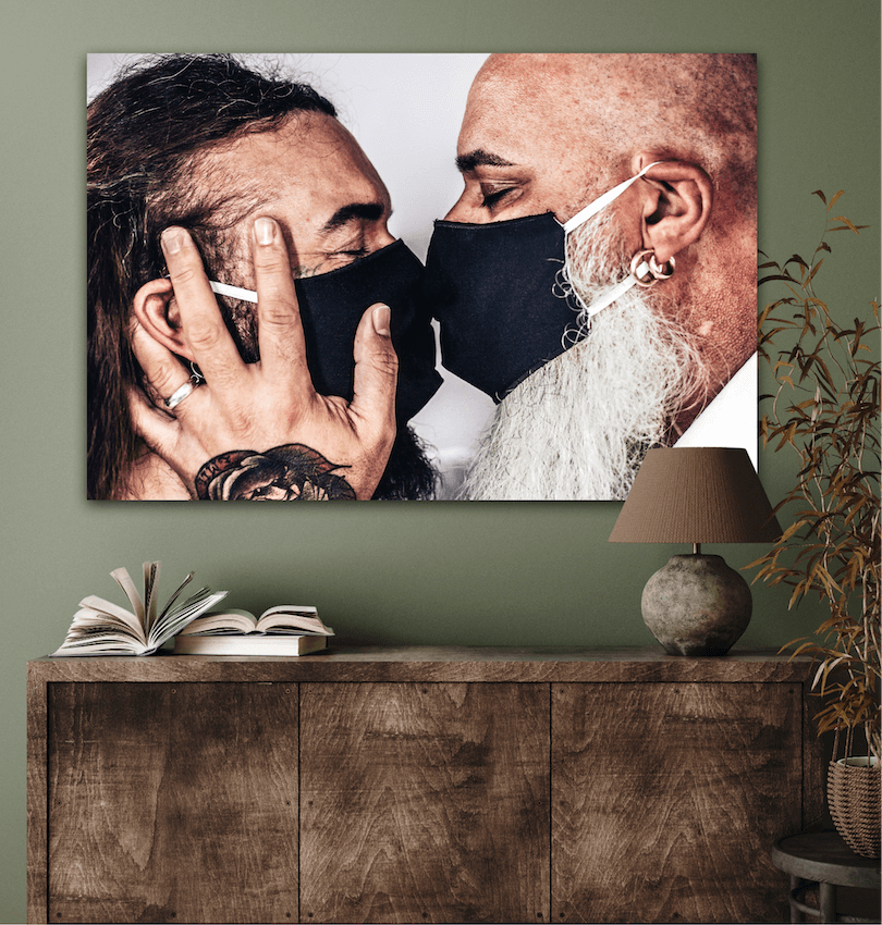 unconditional love #BEHINDTHEMASK PICTURE BOOK by Marcel Gregory Stock / Couple Kiss Mask