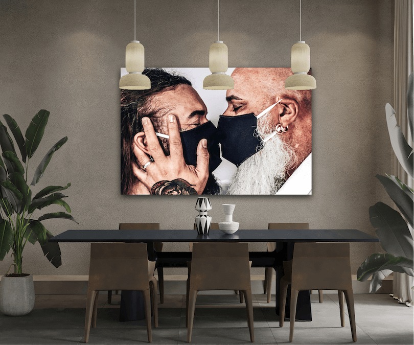 unconditional love #BEHINDTHEMASK PICTURE BOOK by Marcel Gregory Stock / Couple Kiss Mask