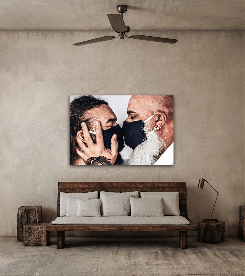 unconditional love #BEHINDTHEMASK PICTURE BOOK by Marcel Gregory Stock / Couple Kiss Mask