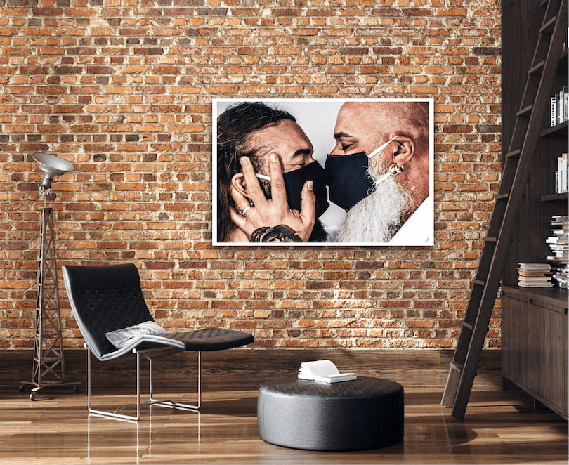 unconditional love #BEHINDTHEMASK PICTURE BOOK by Marcel Gregory Stock / Couple Kiss Mask