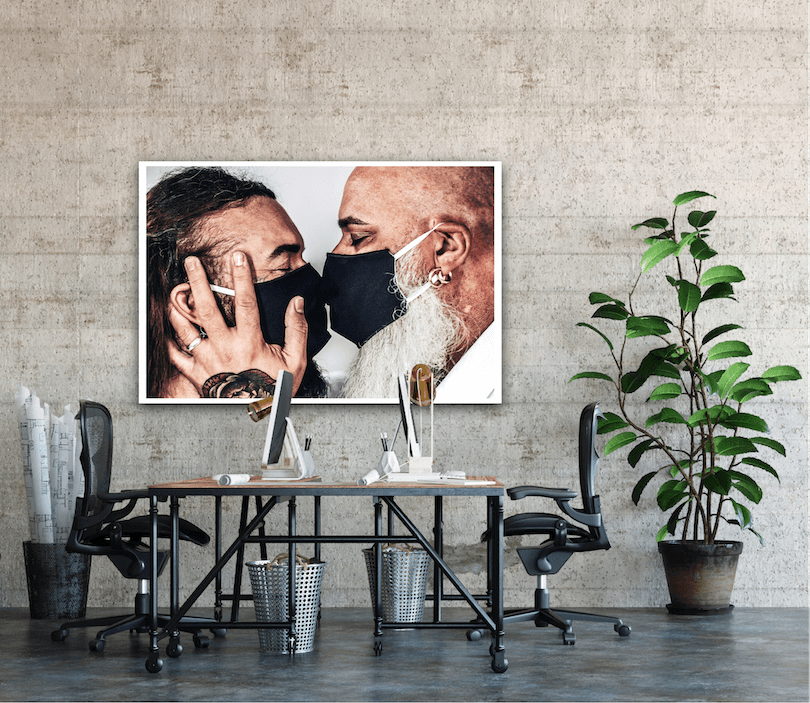 unconditional love #BEHINDTHEMASK PICTURE BOOK by Marcel Gregory Stock / Couple Kiss Mask