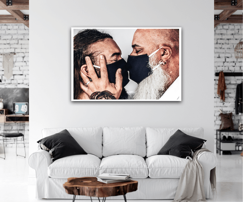 unconditional love #BEHINDTHEMASK PICTURE BOOK by Marcel Gregory Stock / Couple Kiss Mask