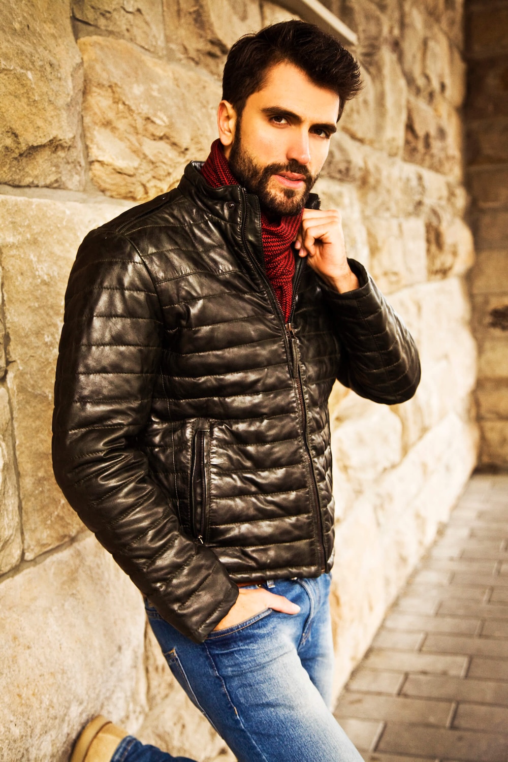 Fashion-Leatherjacket-Lederjacke-Marcel Gregory Stock