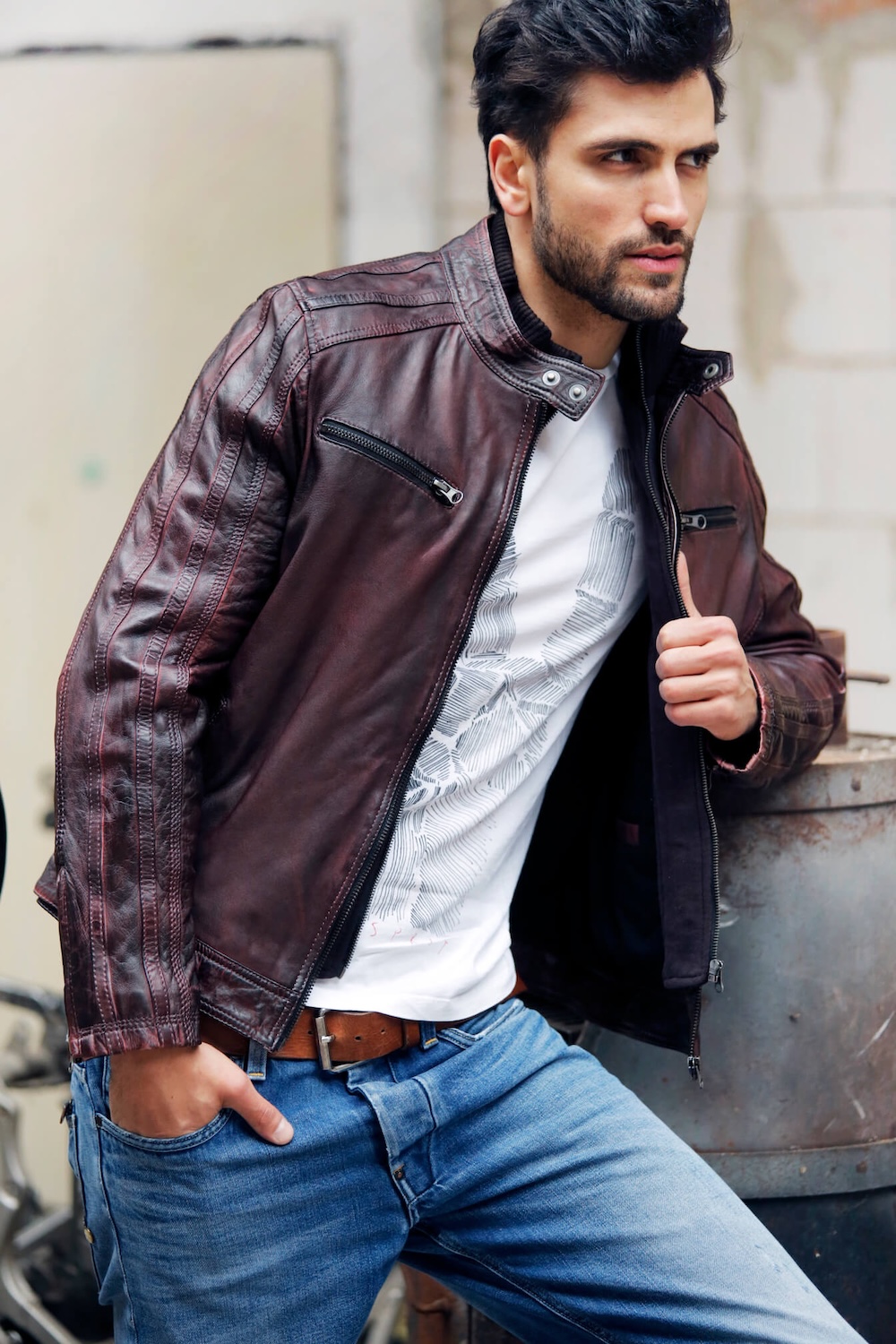 Fashion-Leatherjacket-Lederjacke-Marcel Gregory Stock