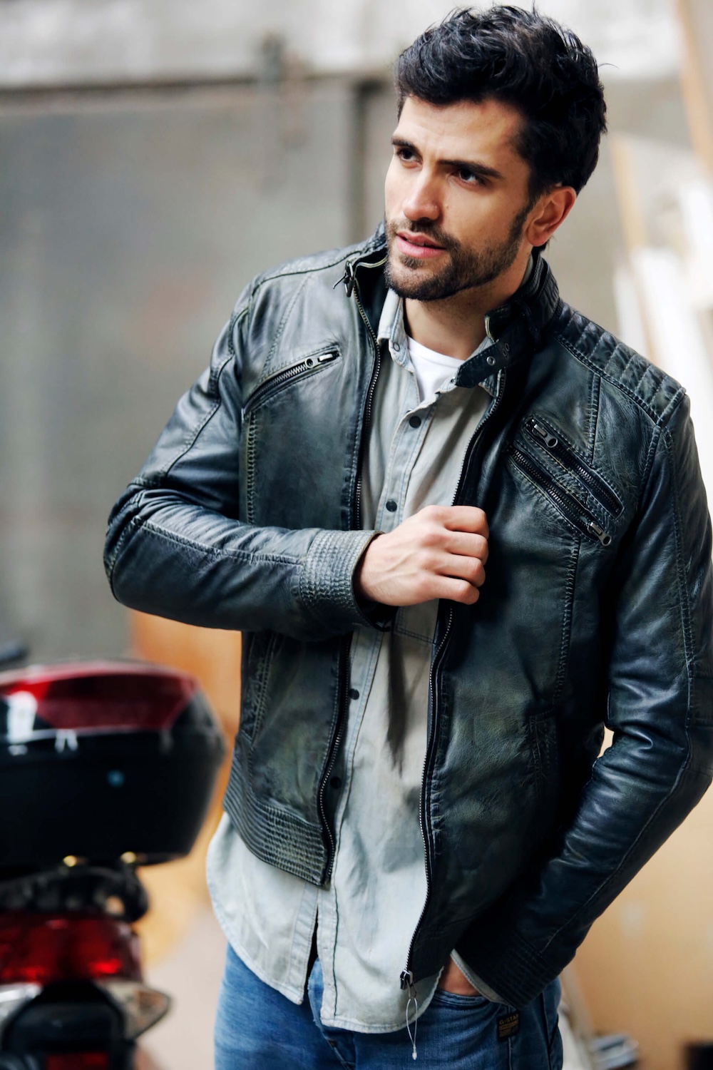 Fashion-Leatherjacket-Lederjacke-Marcel Gregory Stock